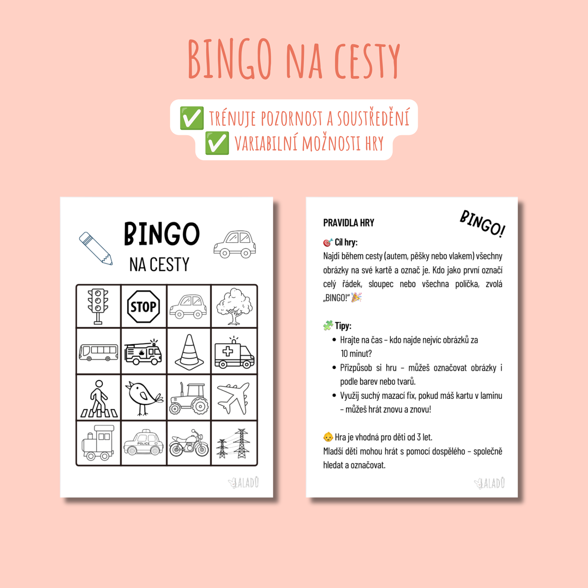 PDF Bingo na cesty zdarma – hrací karta a pravidla pro děti