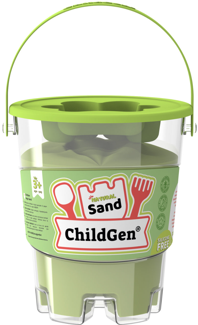 Kinetický písek ChildGen v kbelíku s formičkou