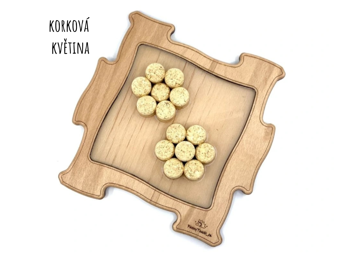 Detail korkových koleček v senzomotorickém puzzle FunnyTouch