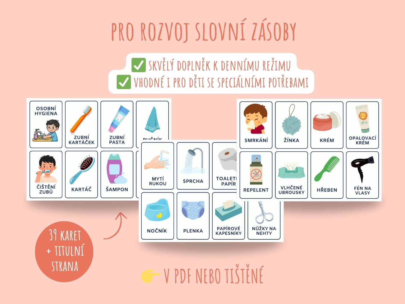 Dětské kartičky osobní hygiena – učení hygienických návyků pro předškoláky