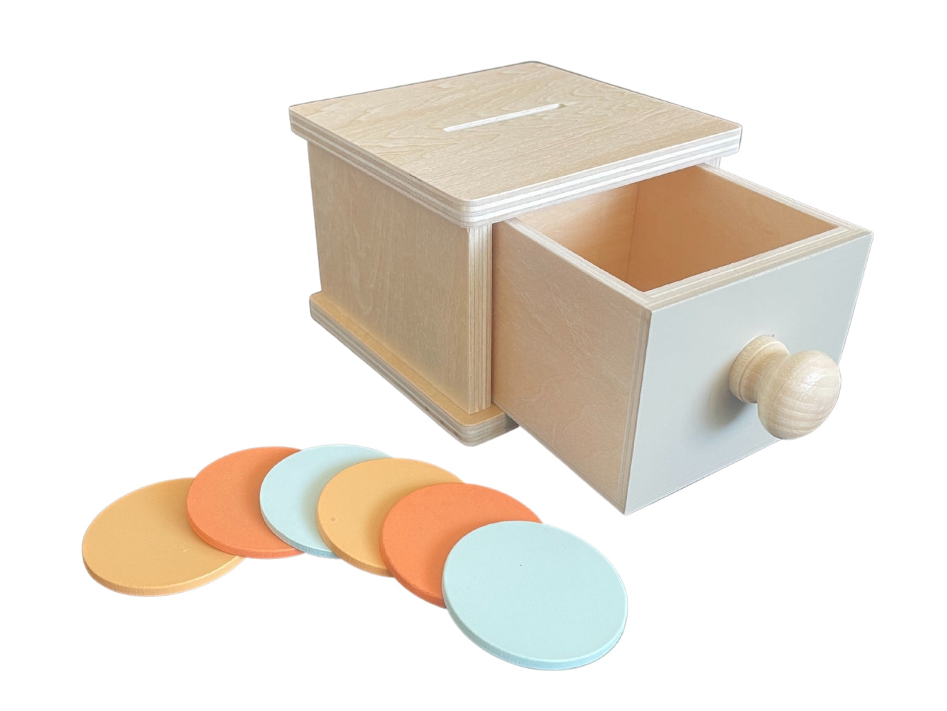 Montessori coin box pro rozvoj jemné motoriky a koordinace