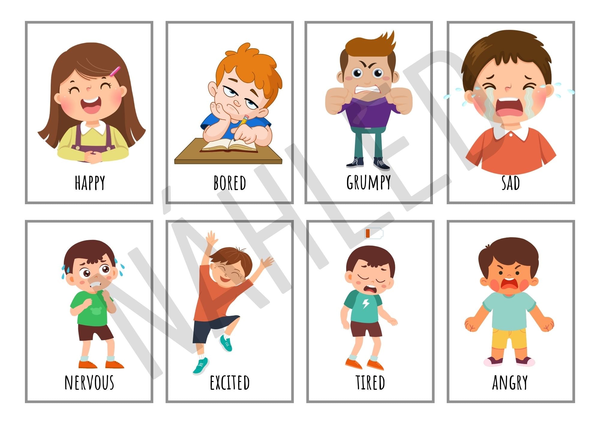 Emotion flashcards + bonus – ilustrace, emoji a fotografie emocí