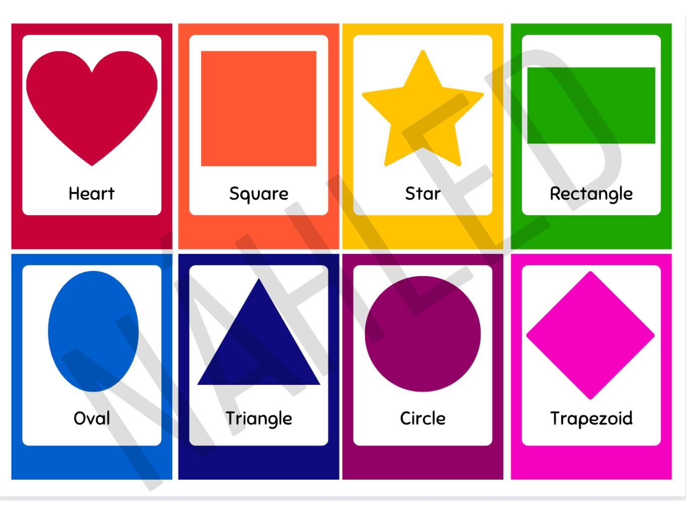 Anglické výukové kartičky shapes, colors, numbers, directions pro děti