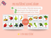 Výukové kartičky s ovocem a zeleninou v angličtině pro děti