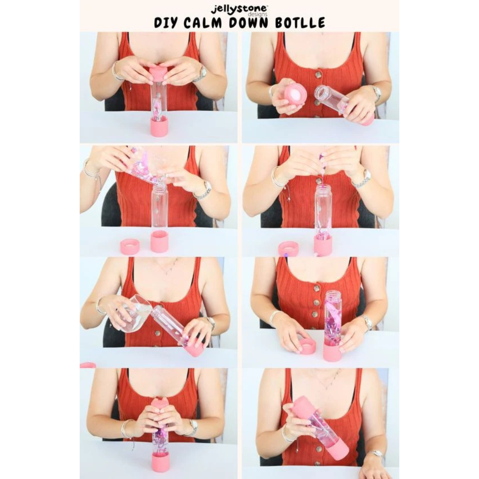 Návod na vytvoření a naplnění DIY senzorické lahve Jellystone Calm Down Bottle