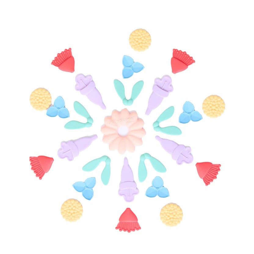 Tvorba mandaly z barevných silikonových dílků Jellystone Mindful Mandala