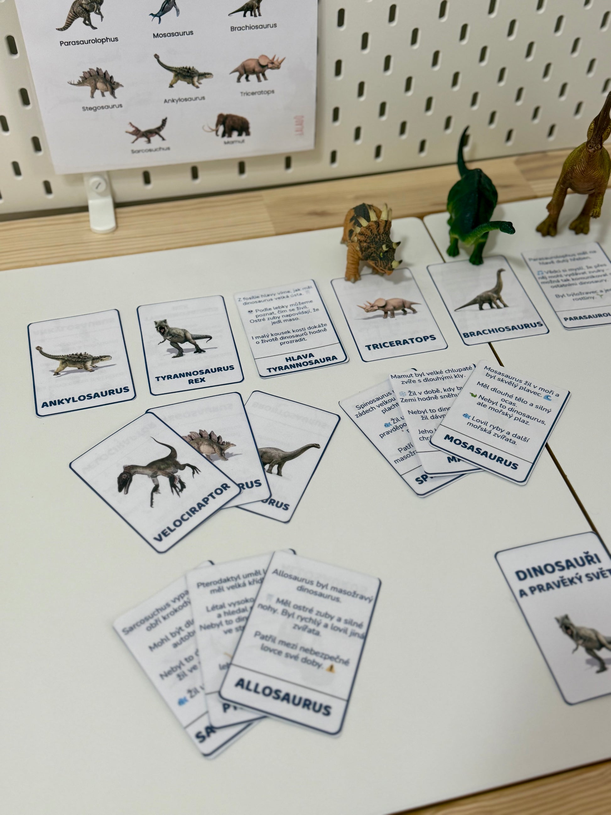 kartičky se zajímavostmi o dinosaurech pro děti předškolního věku