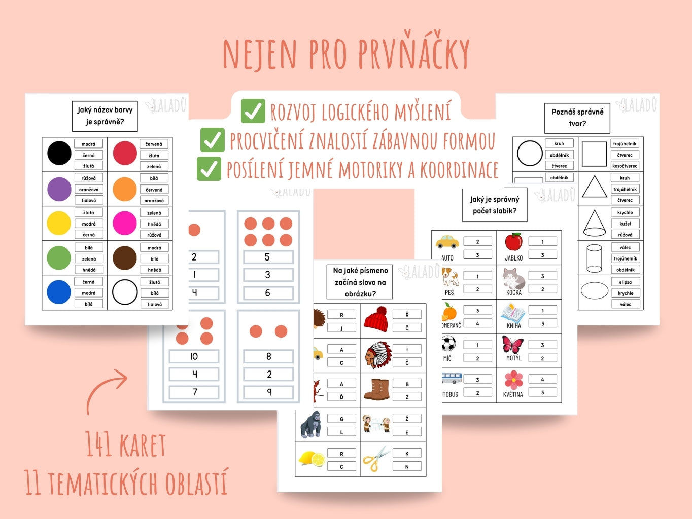 Kolíčkování pro děti – vzdělávací kartičky k procvičování barev, tvarů a počtů