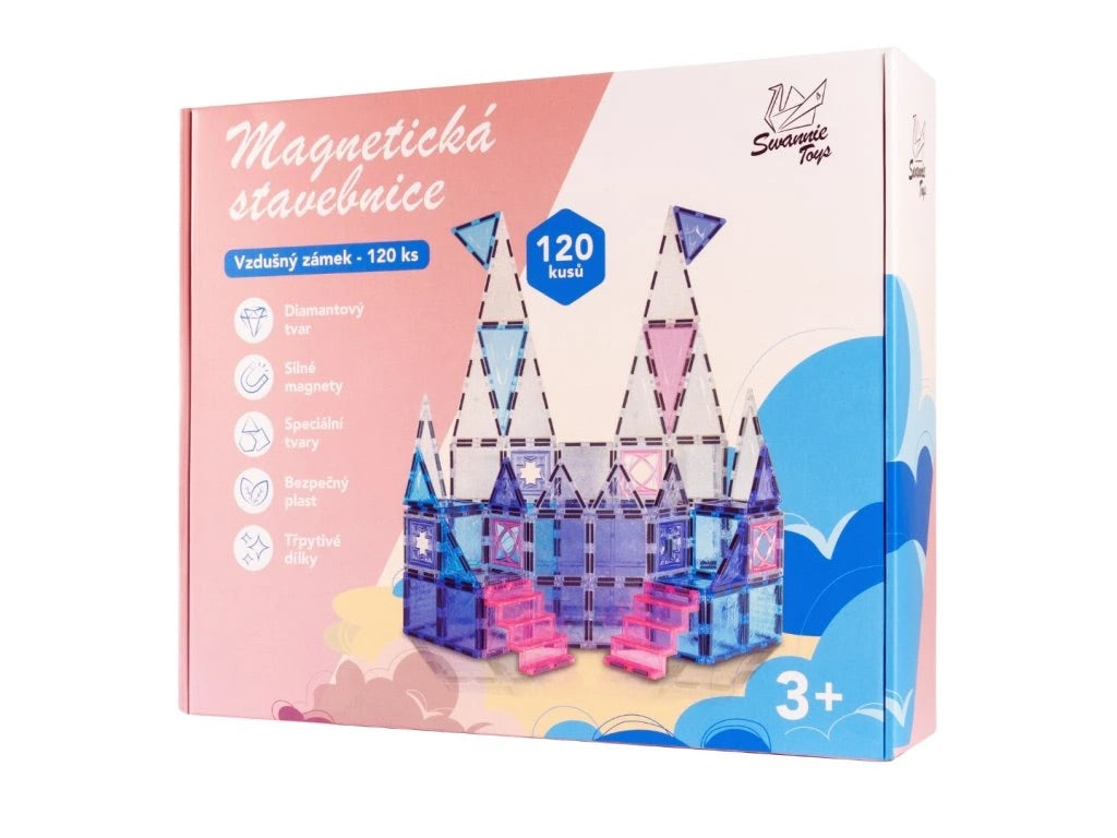 Magnetická stavebnice s třpytivými dílky v pastelových barvách