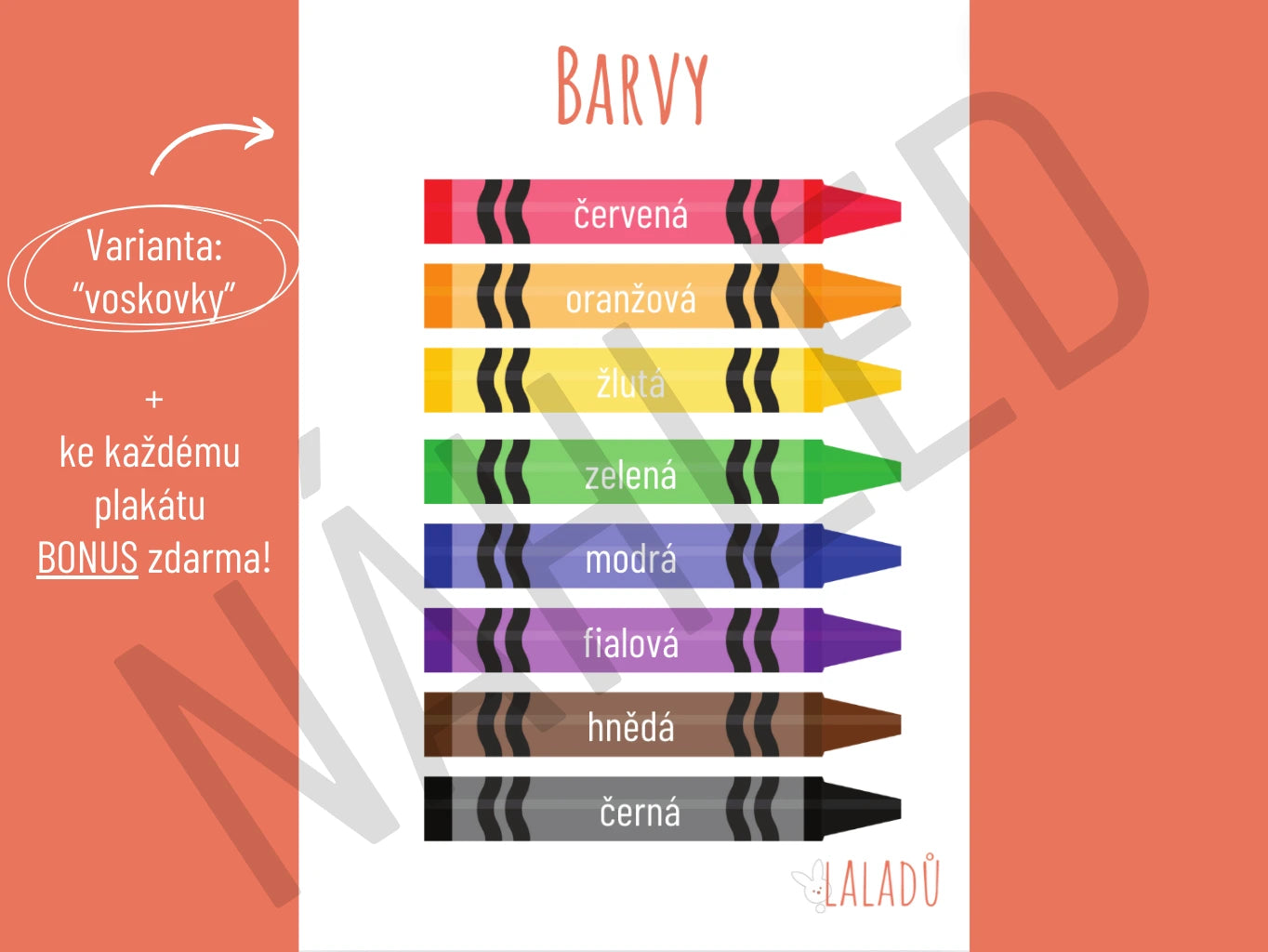 Montessori plakáty Barvy pro poznávání a třídění barev