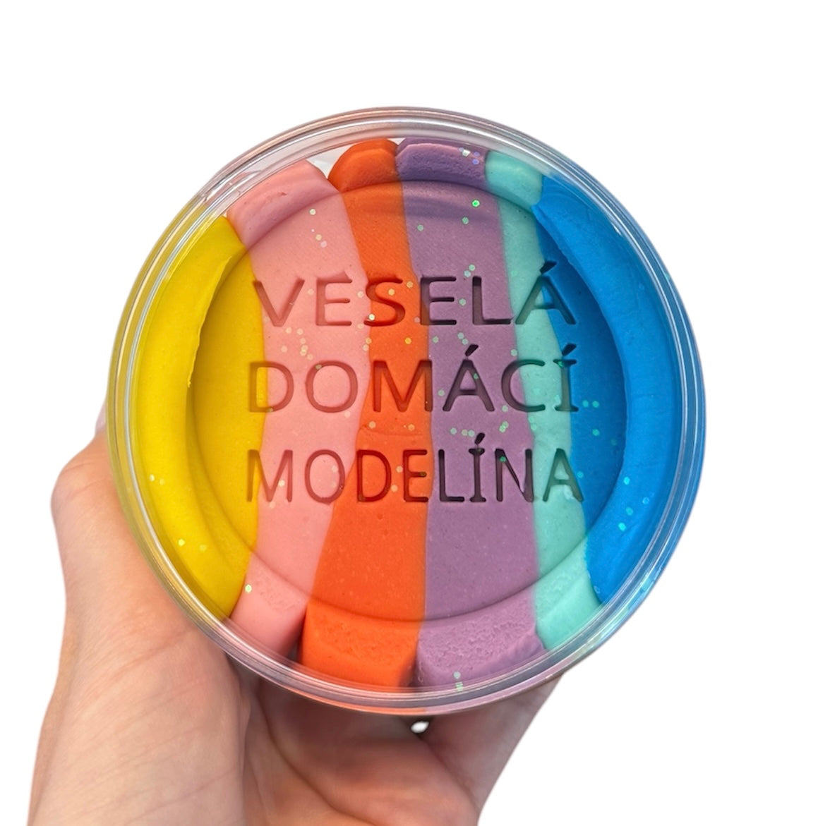 domácí netoxická modelína v duhových barvách