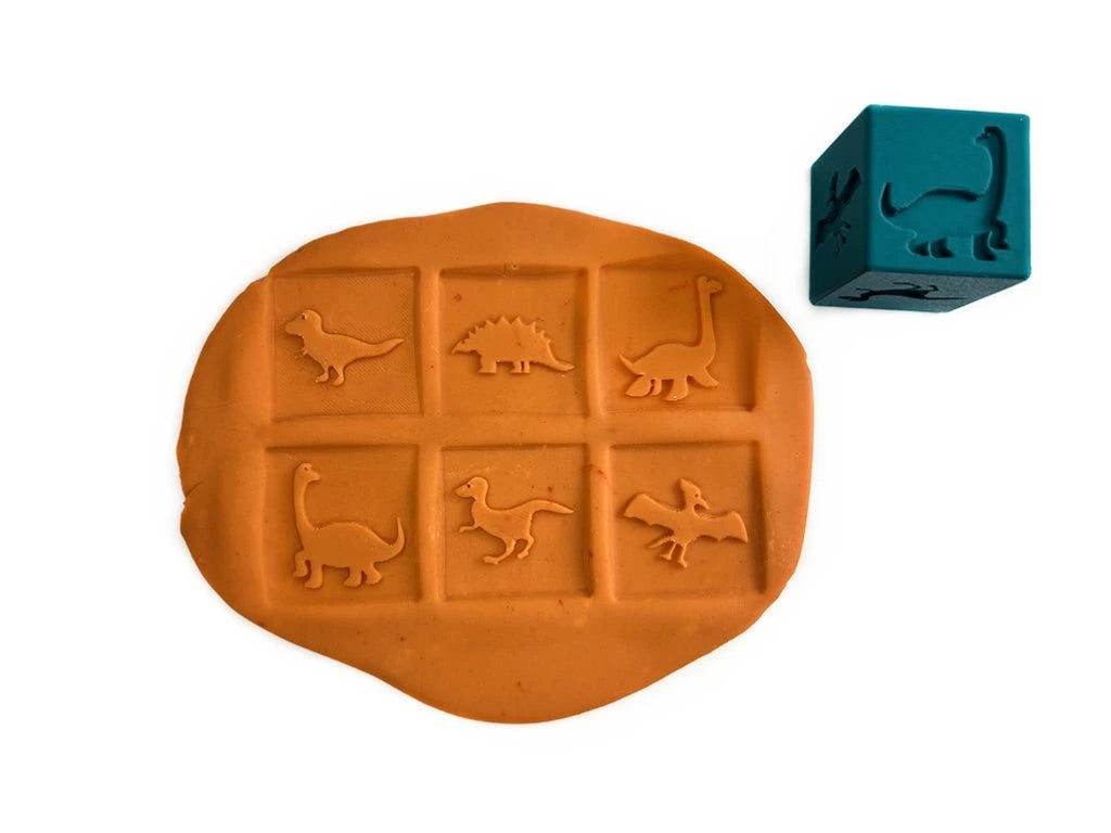 Obtiskávací kostka dinosauři do modelíny a kinetického písku