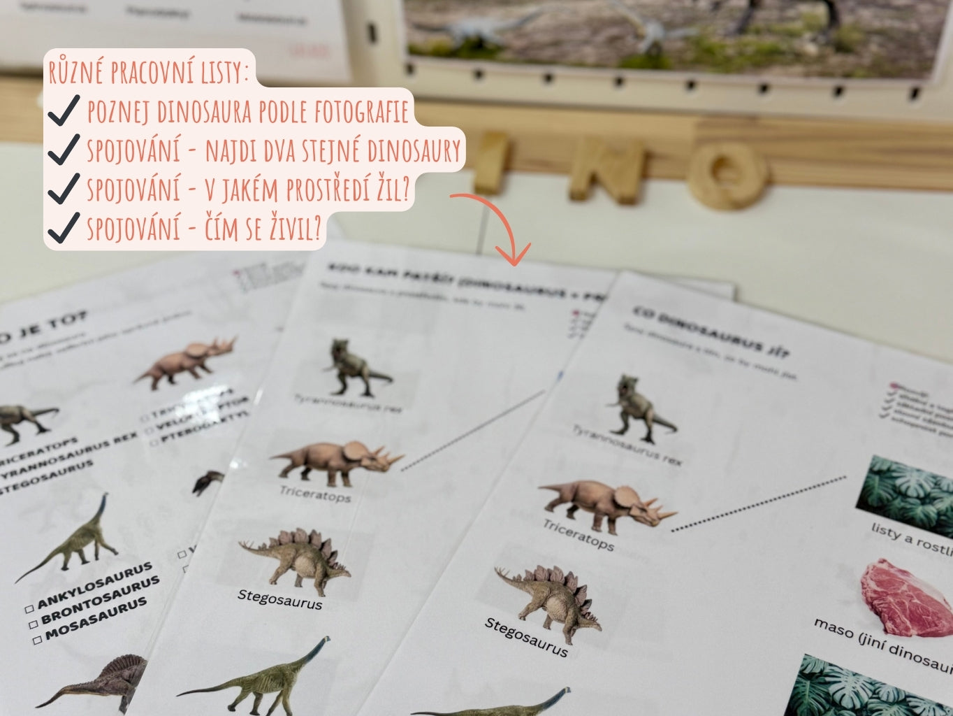 pracovní listy a spojovačky s dinosaury pro děti předškolního věku
