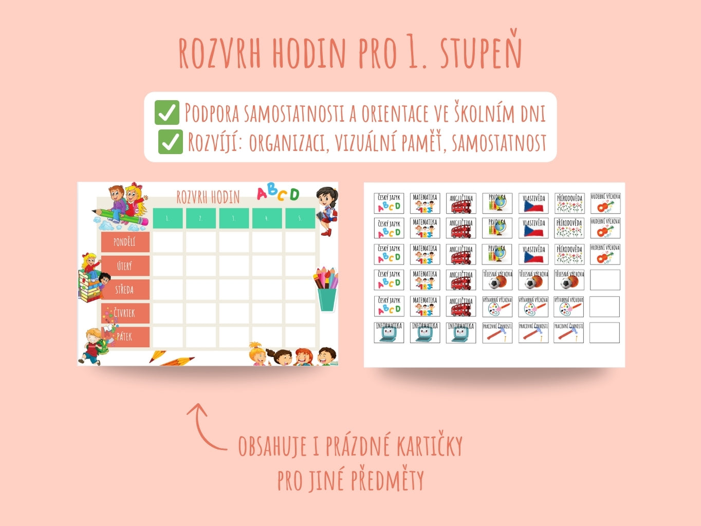 Interaktivní rozvrh hodin pro děti na prvním stupni základní školy