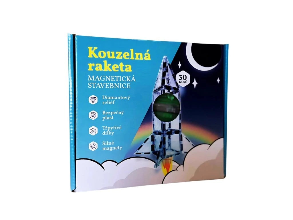 Dětská magnetická stavebnice Swannie Toys – Raketa 30 dílků v dárkovém balení