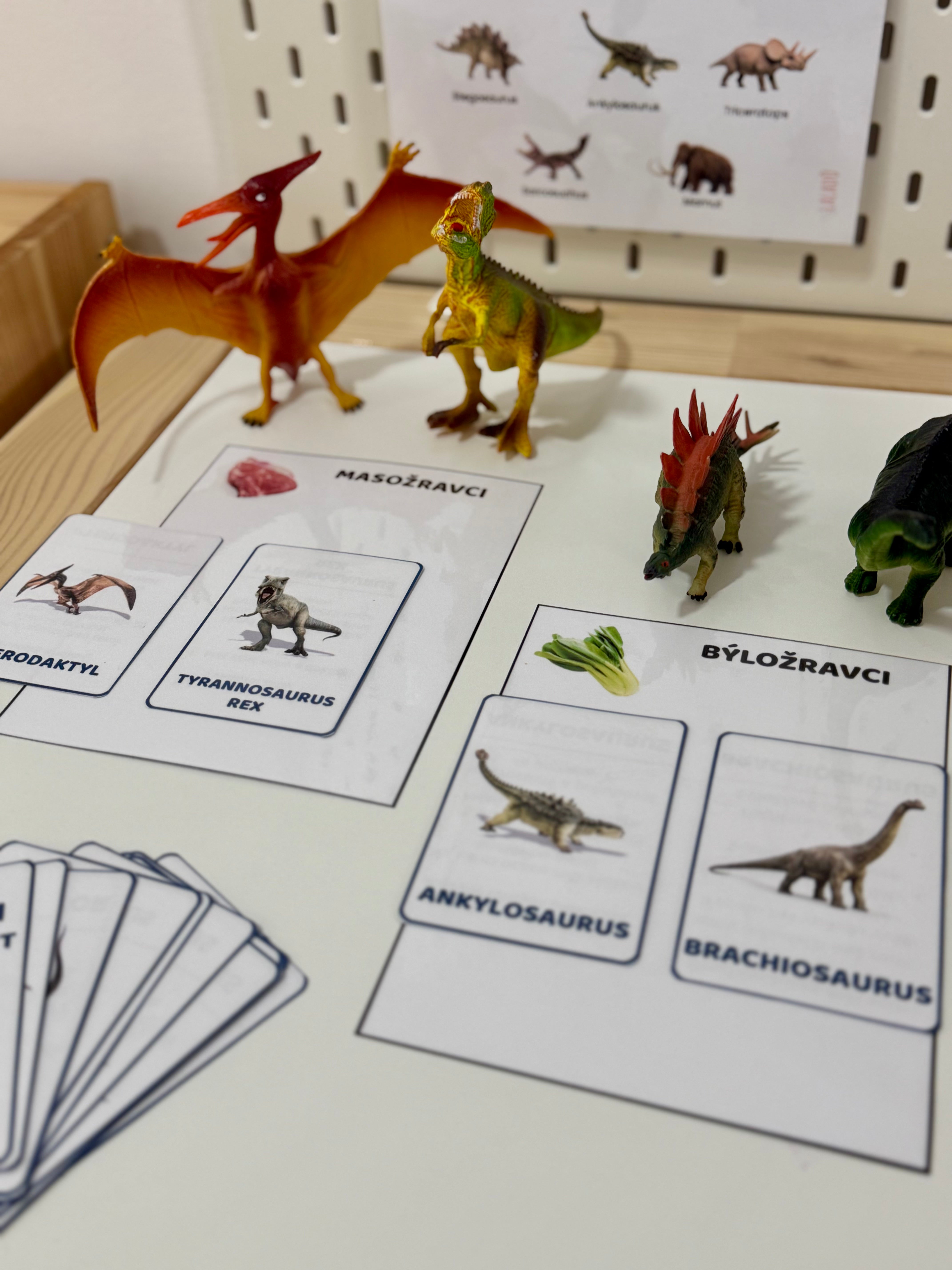 třídicí hra pro děti s tématem dinosaurů - masožravci a býložravci