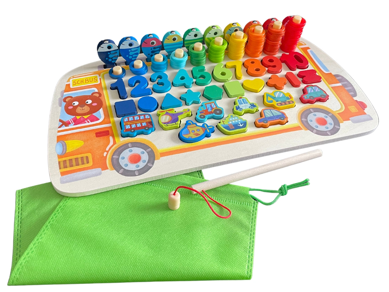 Vzdělávací dřevěné puzzle pro děti – čísla a tvary